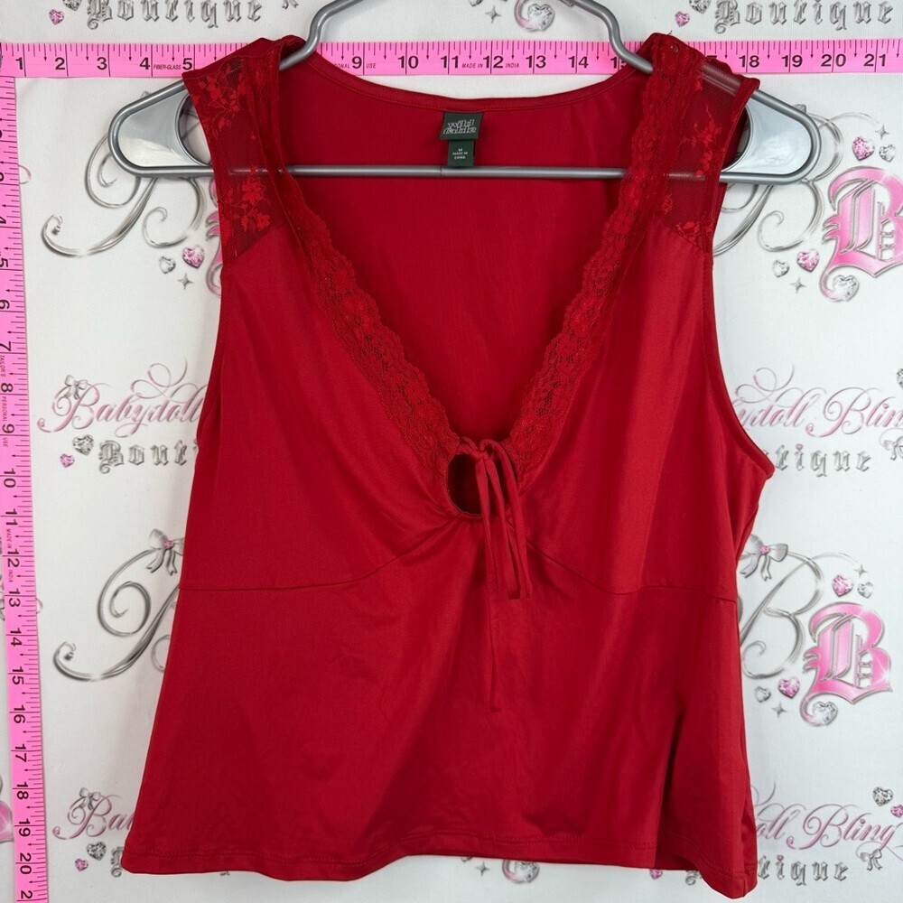 Wild fable tank top Lacie lace floral Red Lace Trim Sleeveless Tank Top